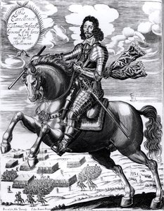 Portrait équestre de son Excellence Sir Thomas Fairfax (1617-71) 3e baron, gravé par William Marshall - Edward Bower
